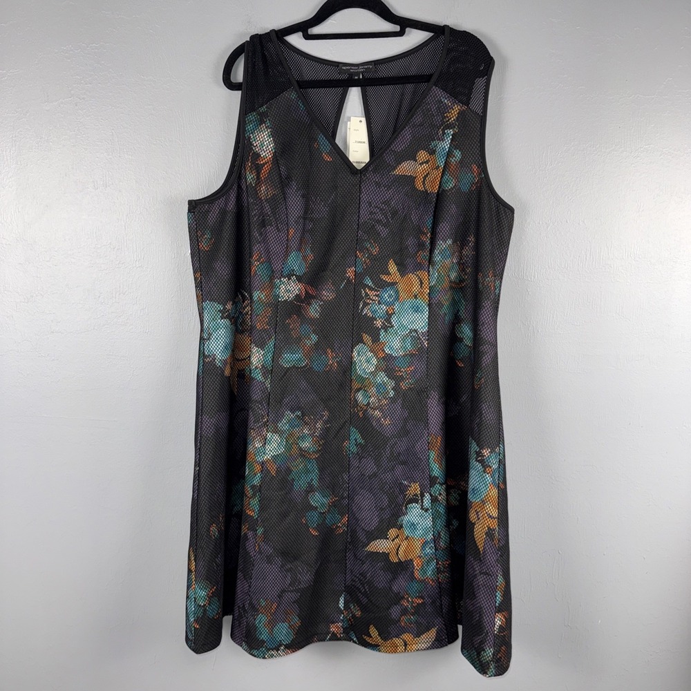 Spenser Jeremy Woman Mesh & Floral Sleeveless Dress Size 2X Goth Witchy Mesh
